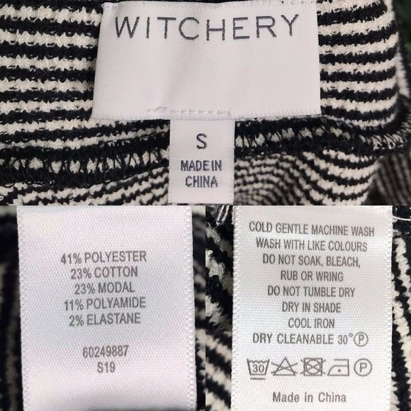 Witchery Black Striped Off Shoulder Knit Top S - Picture 12 of 13